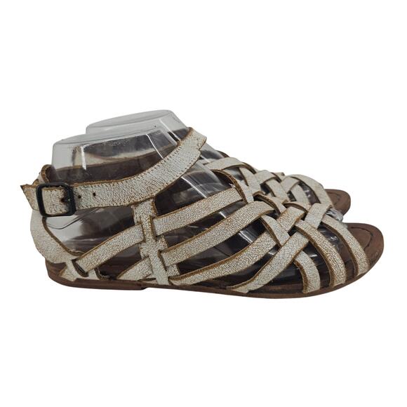Matisse Tetris White Distressed Strappy Leather Gladiator Sandal Women's 7 Boho - Picture 1 of 8